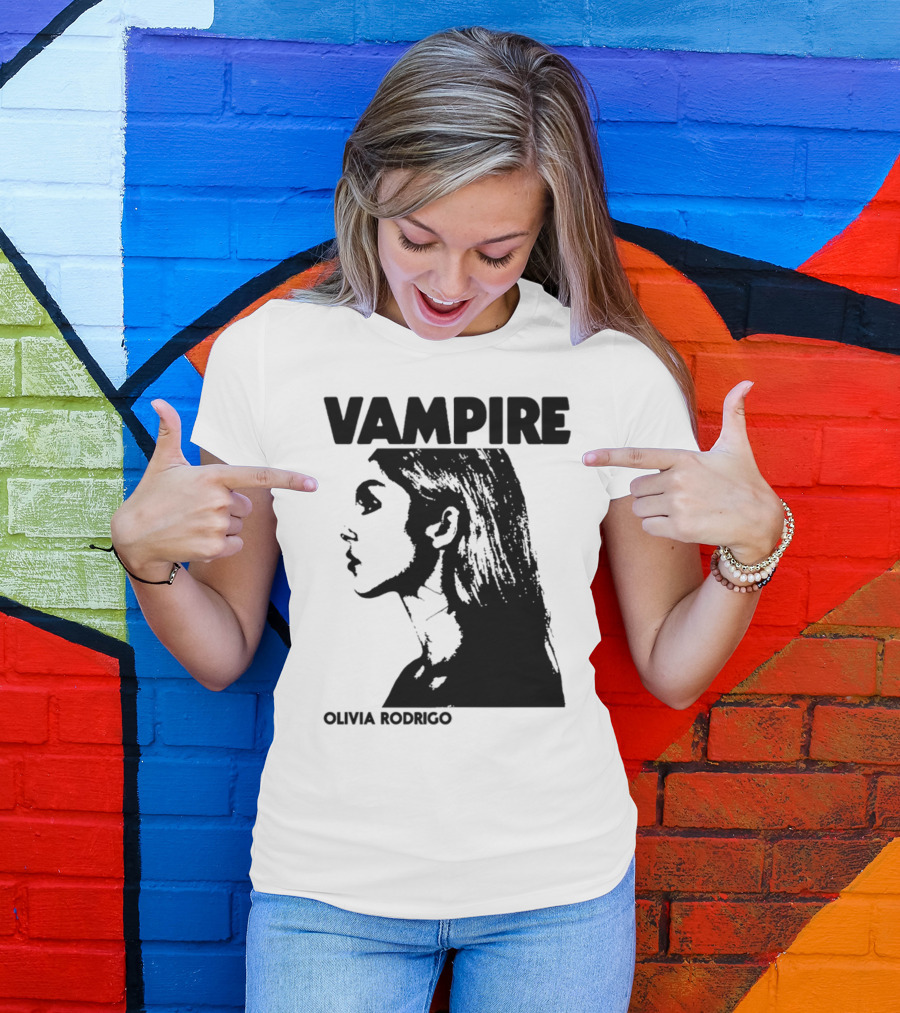 Vampire Olivia Rodrigo Silhouette Black And White Profile T-Shirt