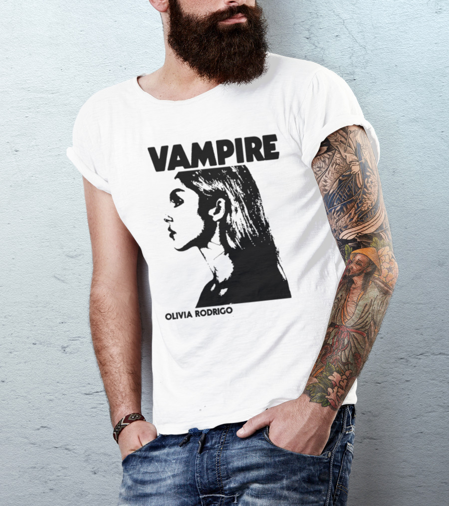 Vampire Olivia Rodrigo Silhouette Black And White Profile T-Shirt