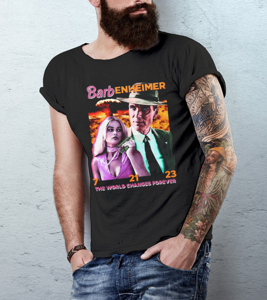Barbenheimer The World Changes Forever 7 21 23 T-Shirt