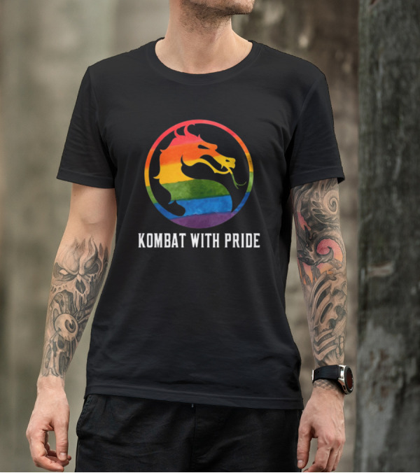 Kombat With Pride Rainbow Dragon Emblem T-Shirt