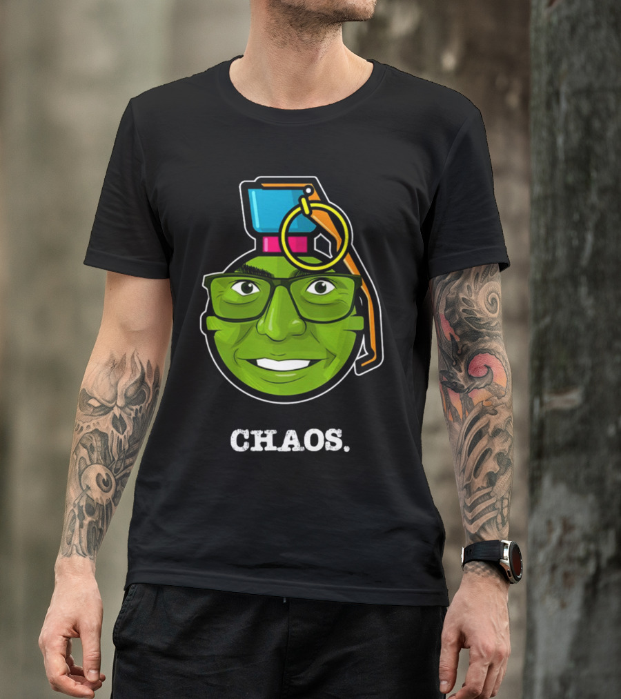 CHAOS Grenade Green Face With Glasses T-Shirt