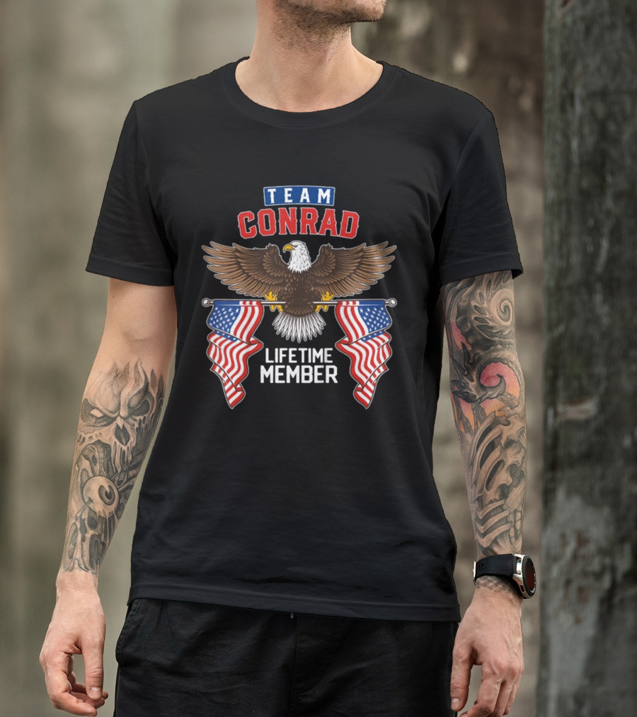 Team Conrad Lifetime Member American Eagle Flag T-Shirt