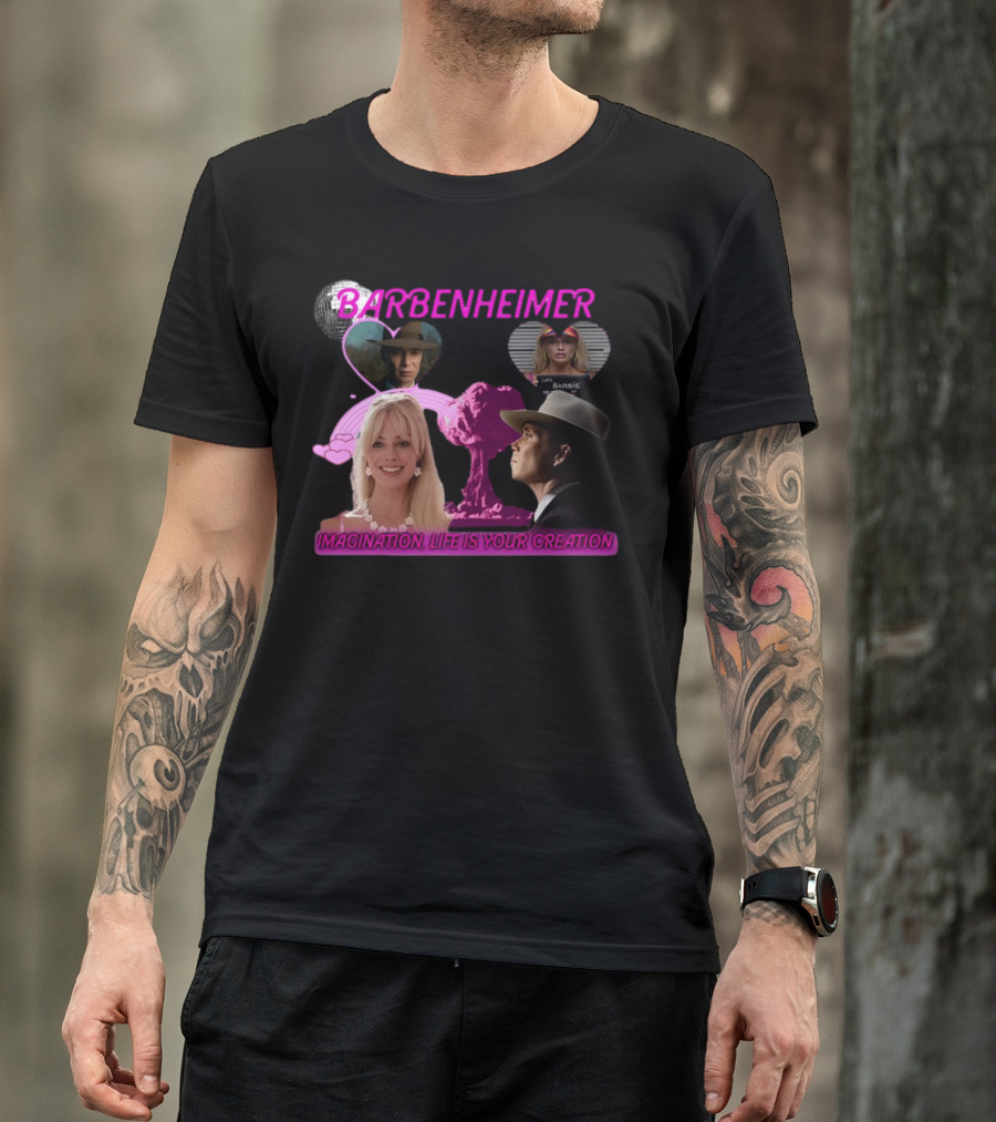 Barbenheimer Imagination Life Is Your Creation Barbie Oppenheimer Disco Heart Explosion T-Shirt