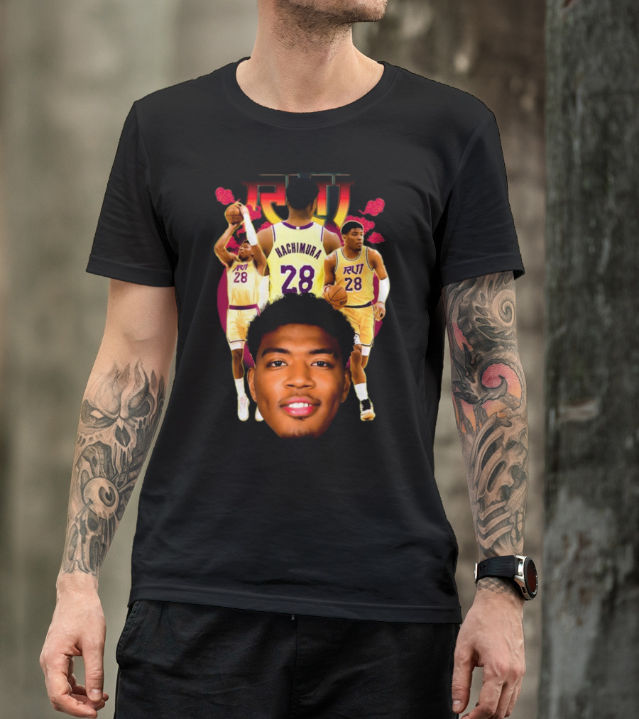 Rui Hachimura 28 Basketball Player Portrait Trio T-Shirt