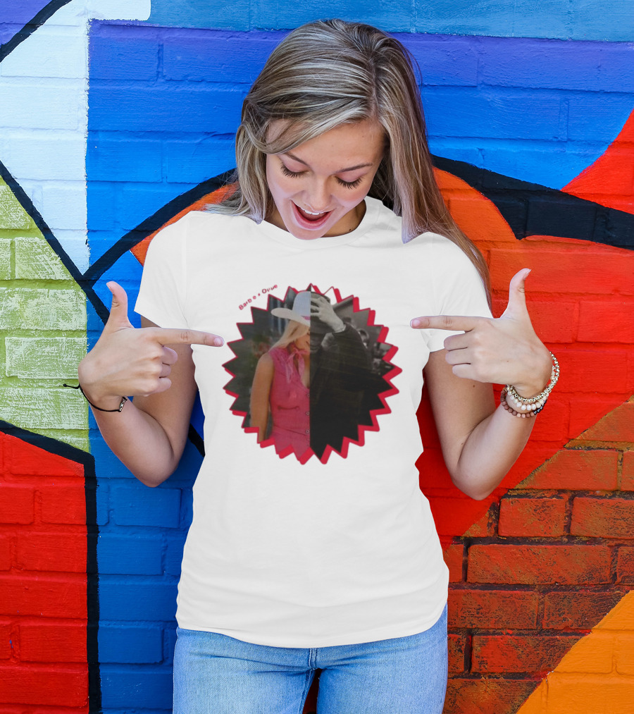 Barbie X Oppenheimer Is Margot Robbie Mashup Portrait Starburst T-Shirt