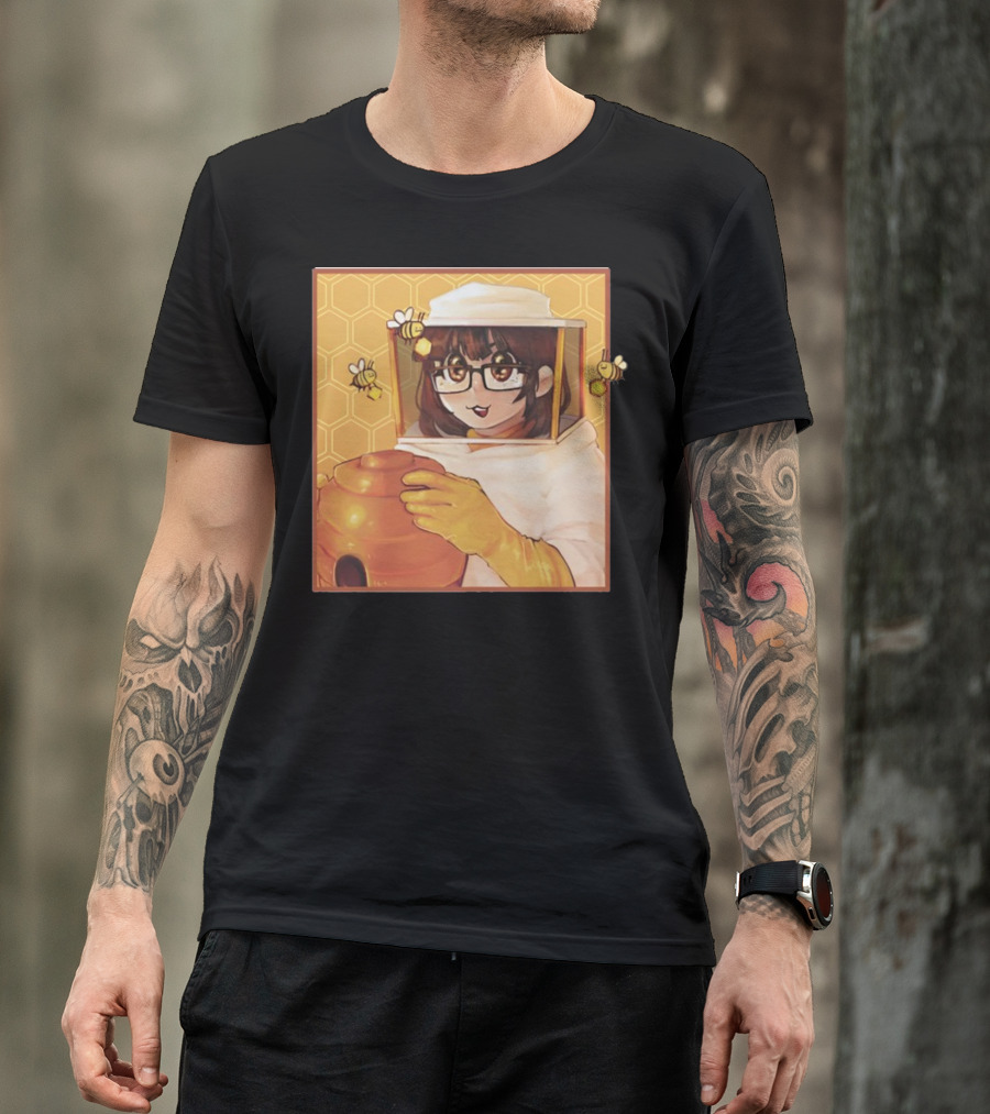 Bizabizow Bee Zabizow Honeycomb Beekeeper Anime Character With Bees And Honeycomb Background T-Shirt