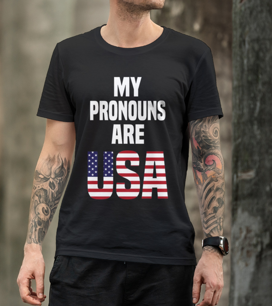 Enes Freedom My Pronouns Are USA American Flag T-Shirt