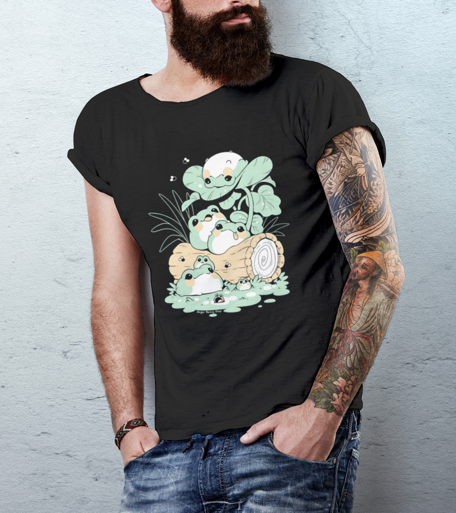 Sugoi Bunbu Shop Blob Frogs Log And Leaves T-Shirt