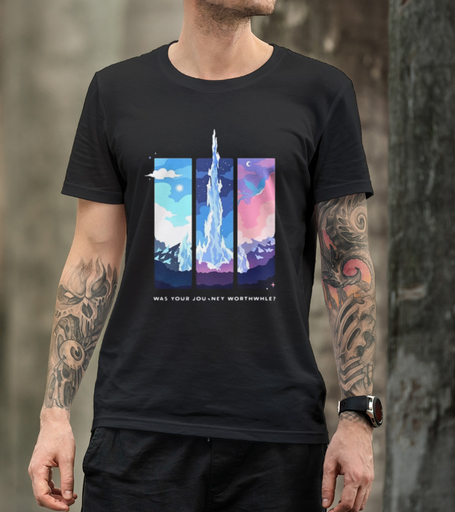 Was Your Journey Worthwhile Cosmic Mountain Sky Triptych T-Shirt