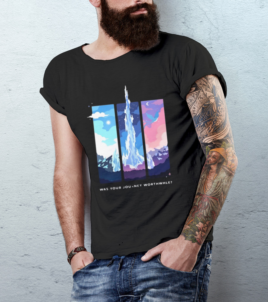 Was Your Journey Worthwhile Cosmic Mountain Sky Triptych T-Shirt
