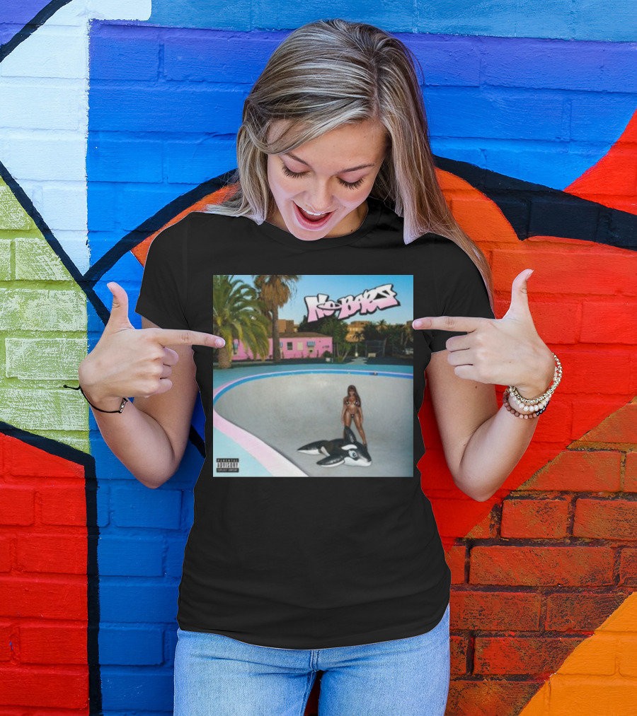 Thegirljt No Bars Inflatable Whale Pool Void Pink House Palm Trees T-Shirt
