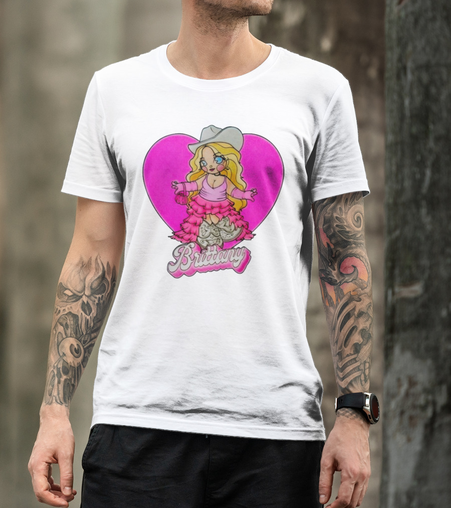 Brittany Heart Cowgirl Doll Boots Pink Ruffles Cartoon T-Shirt