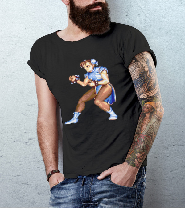 Street Fighter II Chun Li Classic Pixel T-Shirt