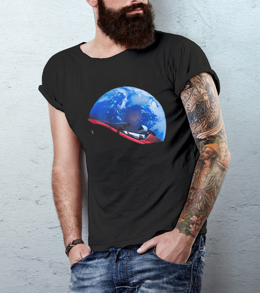 Spacex Starman In Tesla Roadster Orbiting Earth T-Shirt