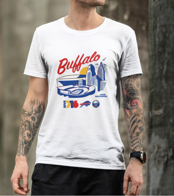 Buffalo Good Neighbors Skyline Give 716 Sabres Bills Elements T-Shirt