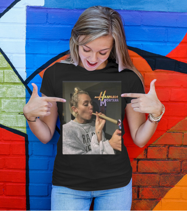 Hannah Montana Smoking Weed Giant Joint T-Shirt