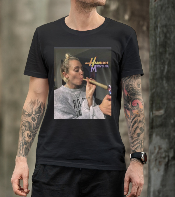 Hannah Montana Smoking Weed Giant Joint T-Shirt
