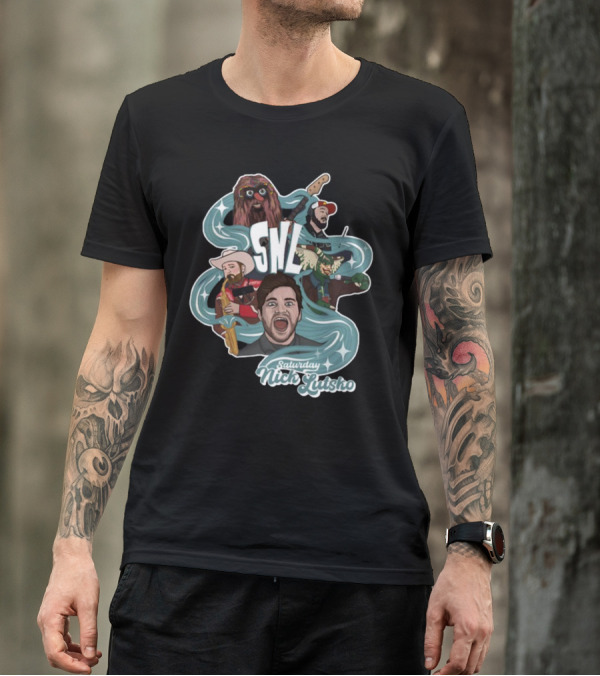 Nick Lutsko SNL Saturday Characters With Guitar And Microphone T-Shirt