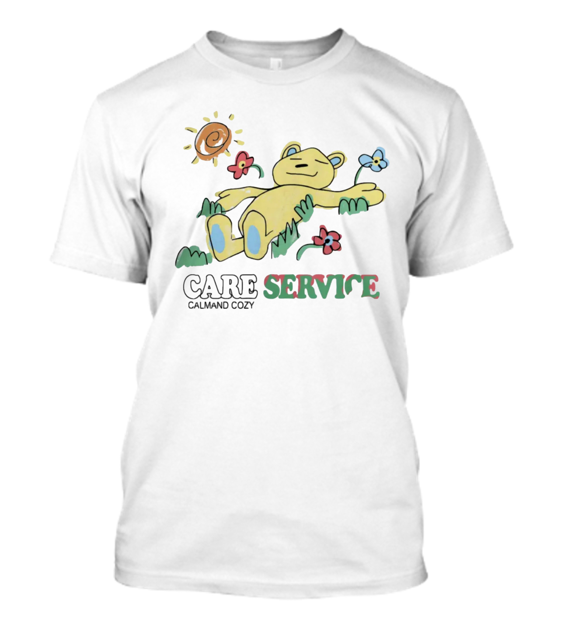 5Sos Care Calm Cozy Service Care With Love Relaxed Bear With Flowers And Sun T-Shirt