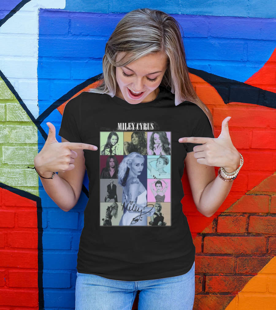 Miley Cyrus Collage With Autograph And Eras Tour T-Shirt