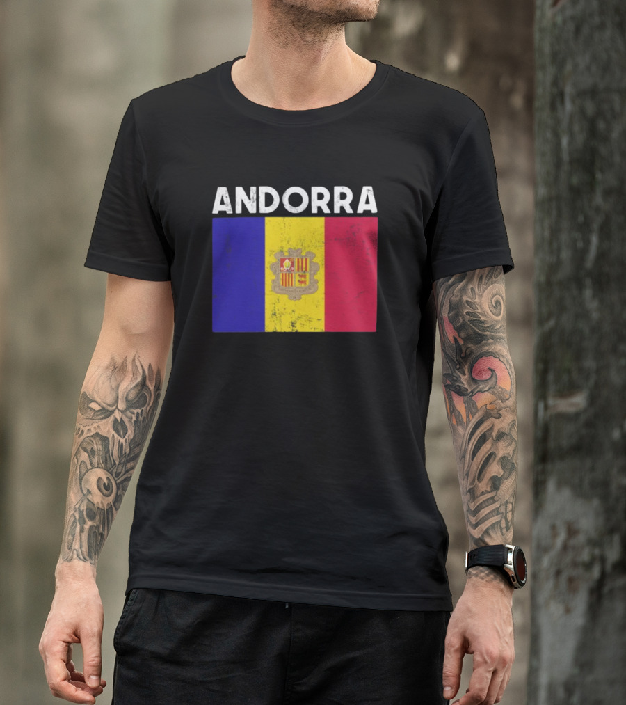 ANDORRA Flag Andorra4032 Iconic Symbol Emblem T-Shirt