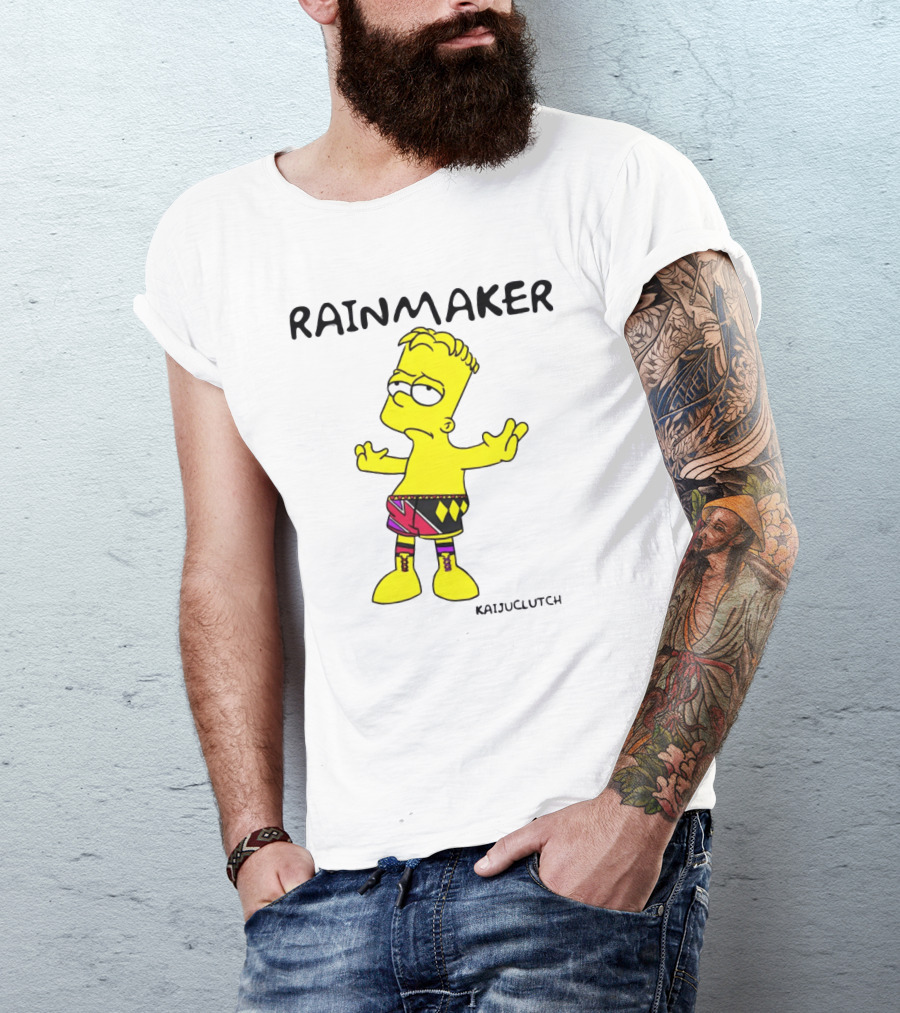 Rainmaker Wrestler Cartoon Character In Colorful Shorts T-Shirt
