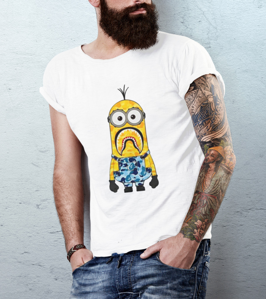 Karl Stealing George’s Minion A Bathing Ape Camo Shark T-Shirt