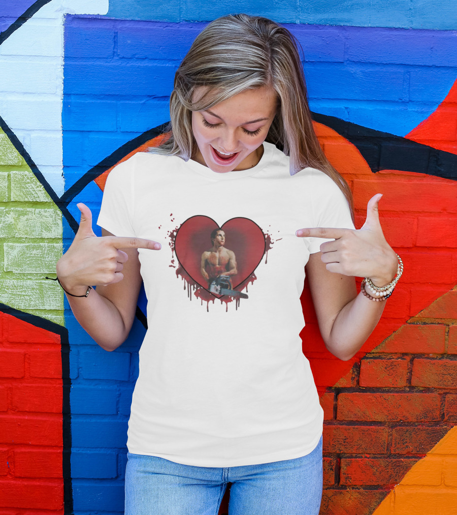 Christian Bale American Psycho Chainsaw Heart T-Shirt