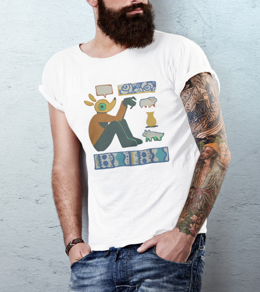 Trickleyt Homunculus Deer Character With Floral And Sheep T-Shirt