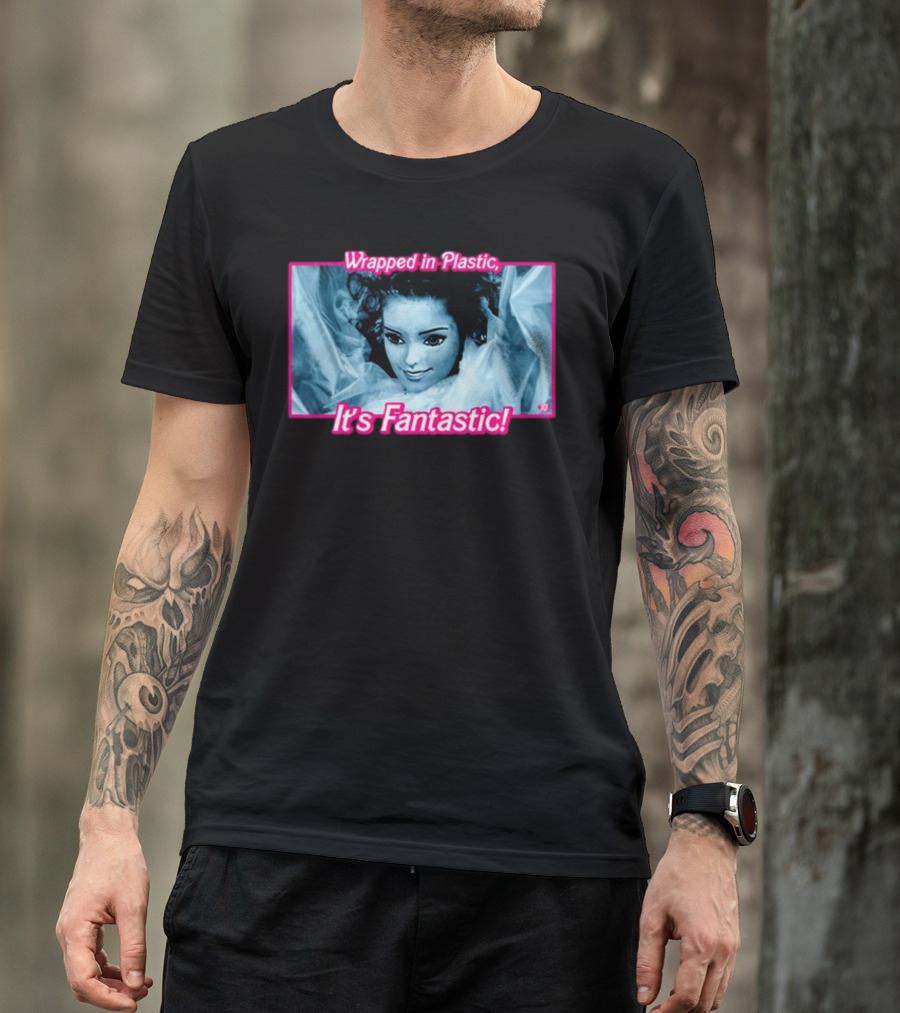 Wrapped In Plastic It's Fantastic Distorted Doll Face T-Shirt