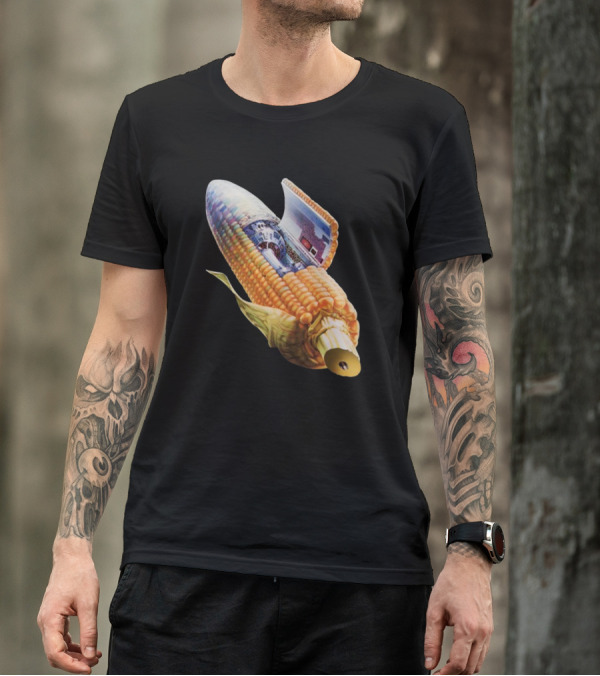 70s Sci-Fi Corn Grass Spacecraft Hybrid T-Shirt
