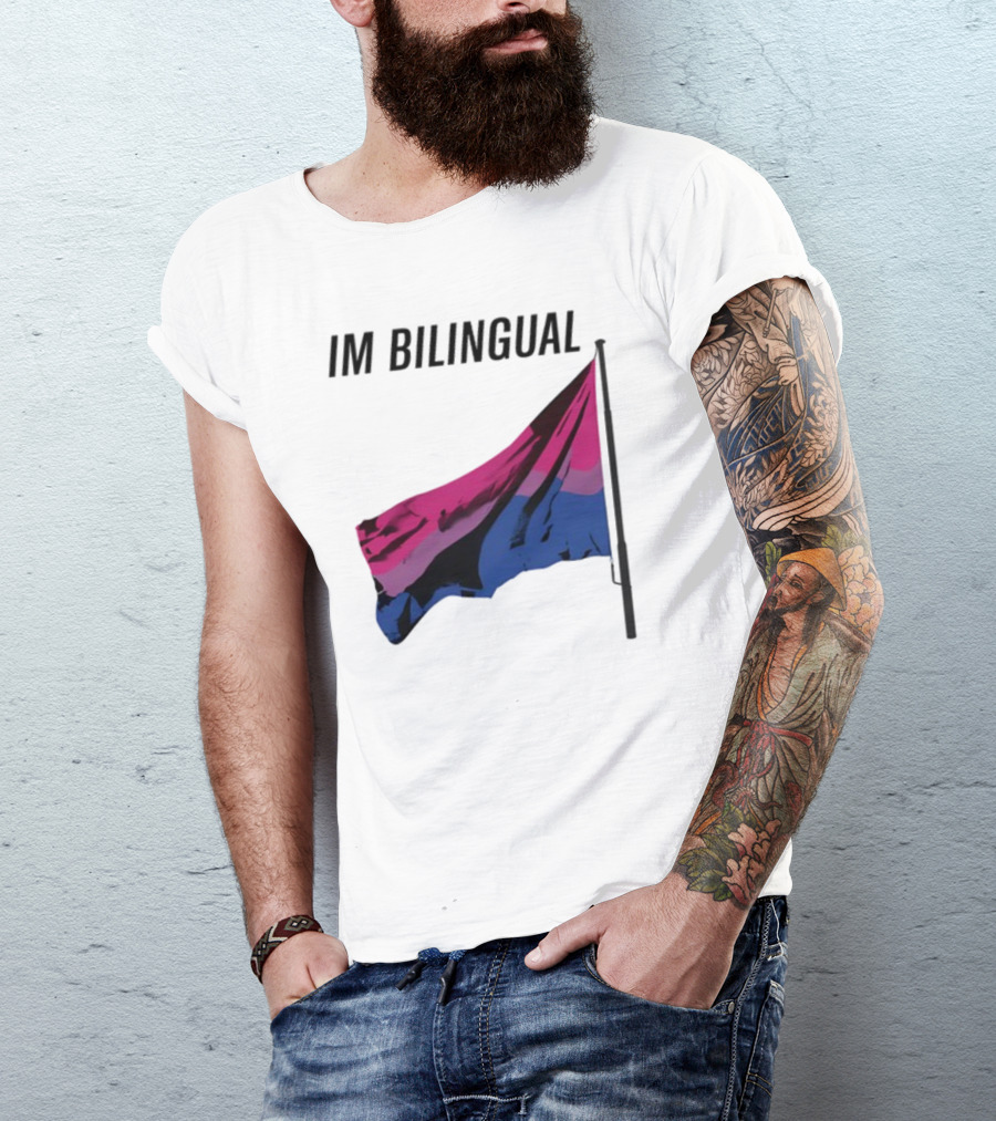 IM Bilingual Flag With Pink Purple And Blue Stripes T-Shirt