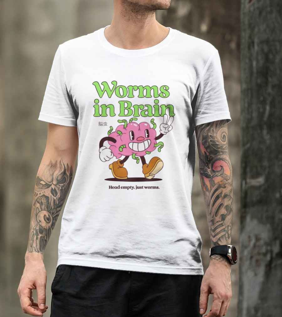 Worms In Brain Head Empty Just Worms Pandershirts Brain Cartoon T-Shirt