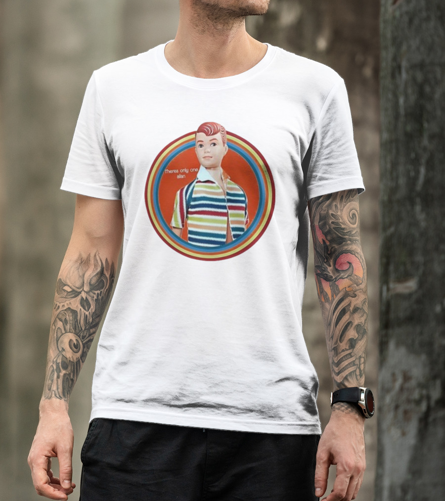 Theres Only One Allan Retro Striped Doll Circular Background T-Shirt