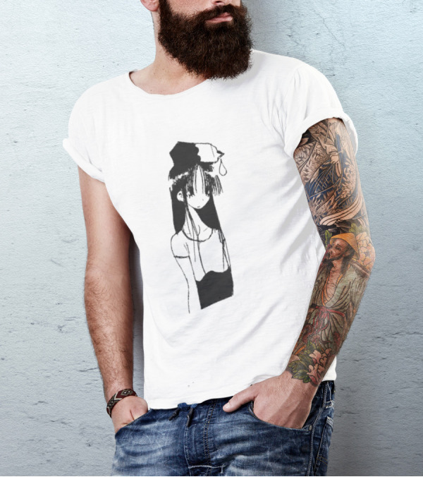 Milk Head Girl Anime Manga Style Oversized T-Shirt