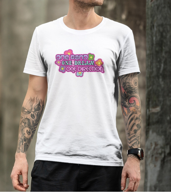 One Band One Dream One Direction Mustardyardpress Flowers T-Shirt