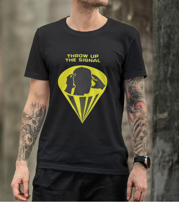 Trainboy100 Throw Up The Signal Iconic Head Silhouette With Light Beams T-Shirt
