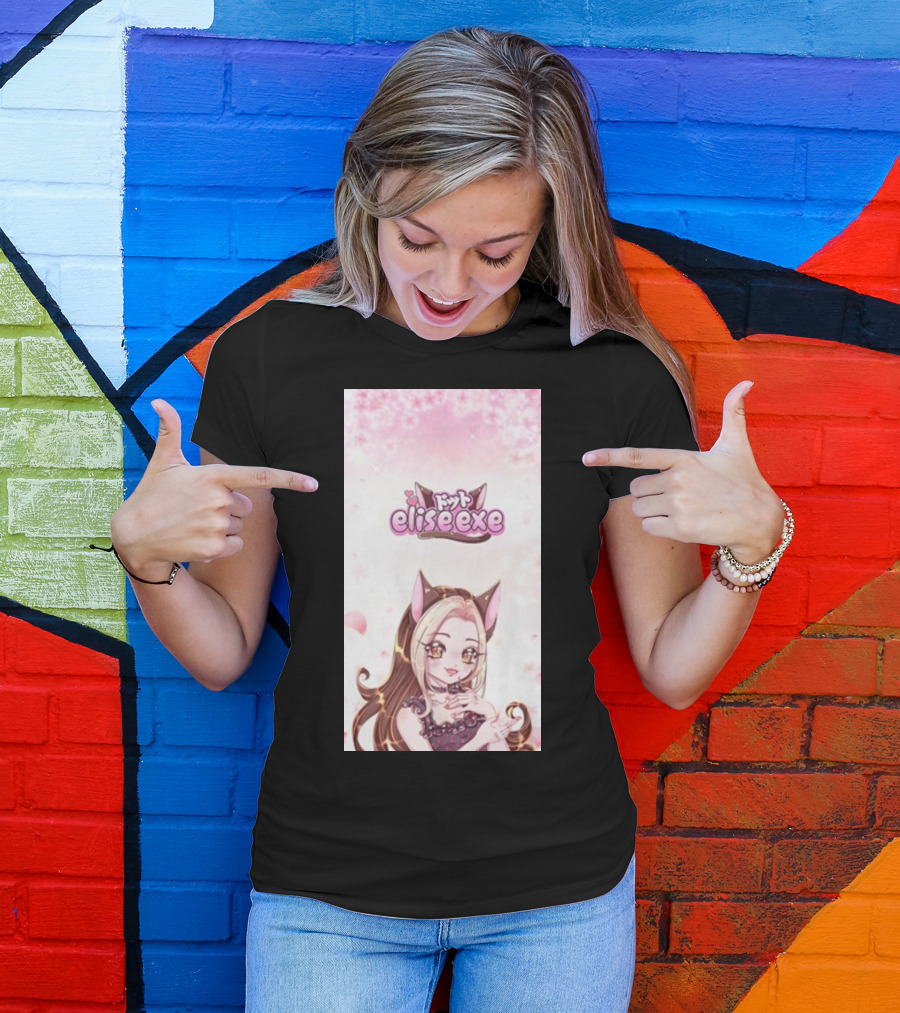 Elisedotexe Elise Exe Manga Character Aesthetic With Cat Ears And Sakura Blossoms T-Shirt