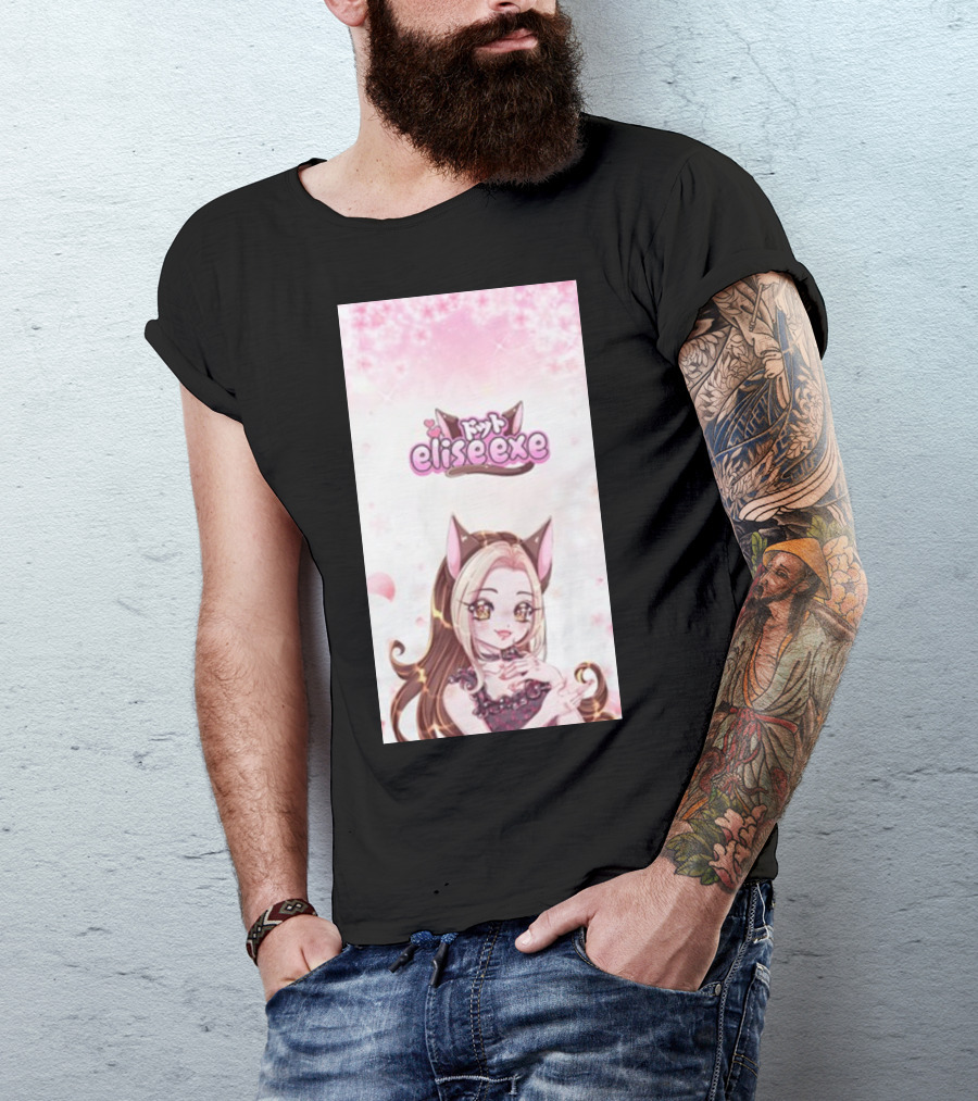 Elisedotexe Elise Exe Manga Character Aesthetic With Cat Ears And Sakura Blossoms T-Shirt