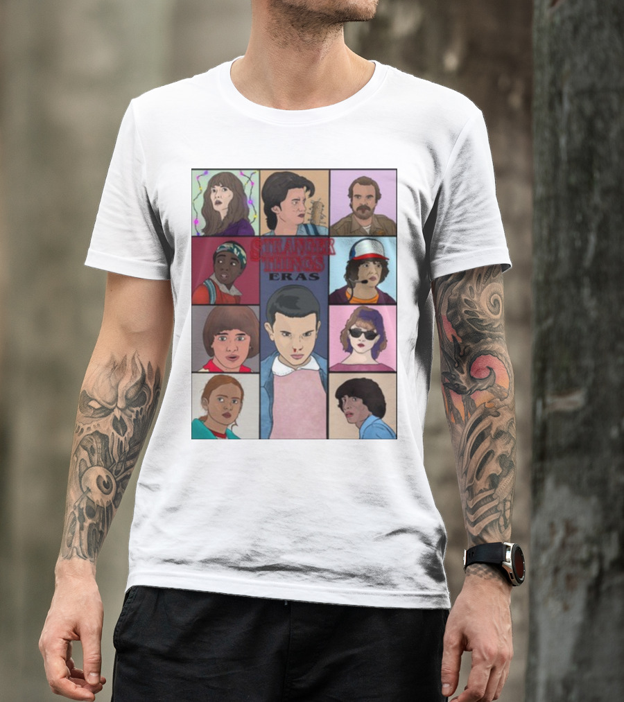 Stranger Things Eras Character Collage T-Shirt