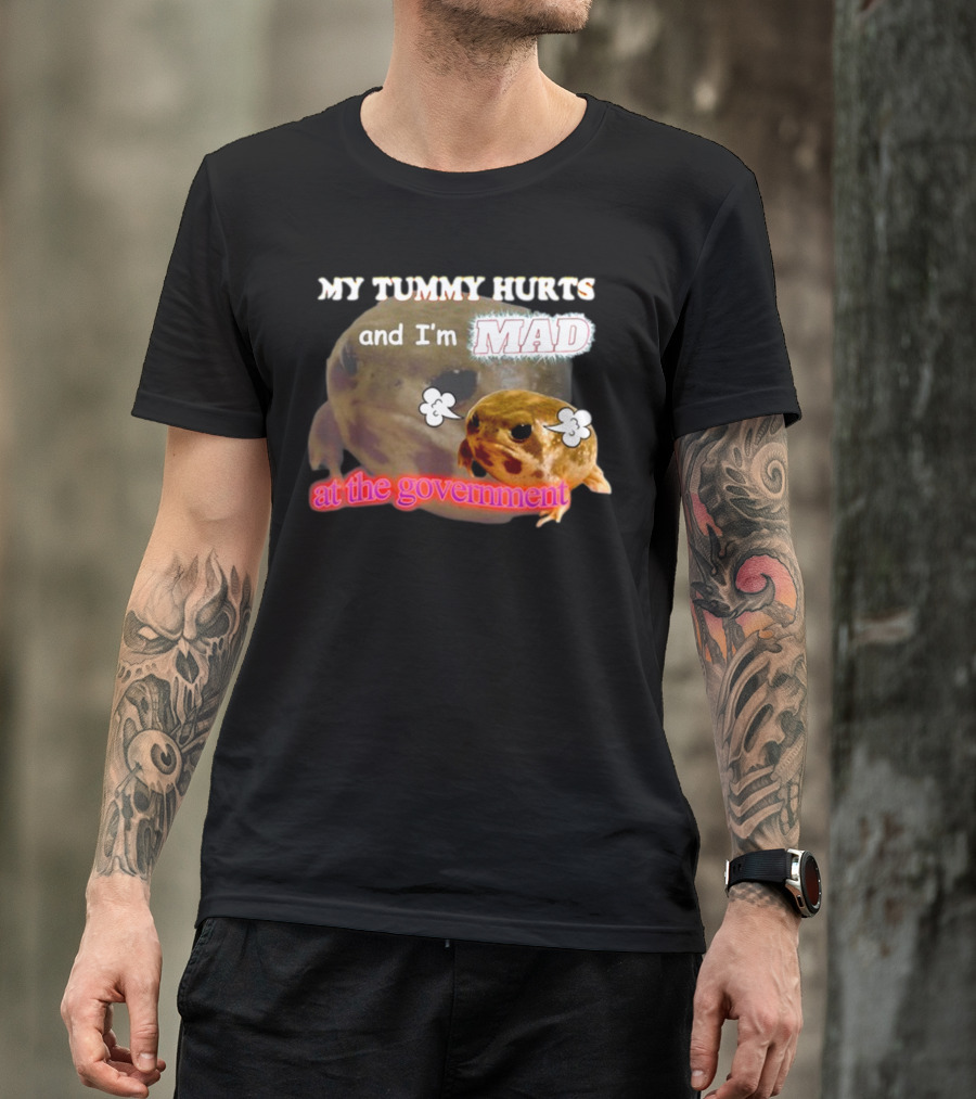Swankyswamprat My Tummy Hurts And I'm Mad At The Government Meme Frog T-Shirt
