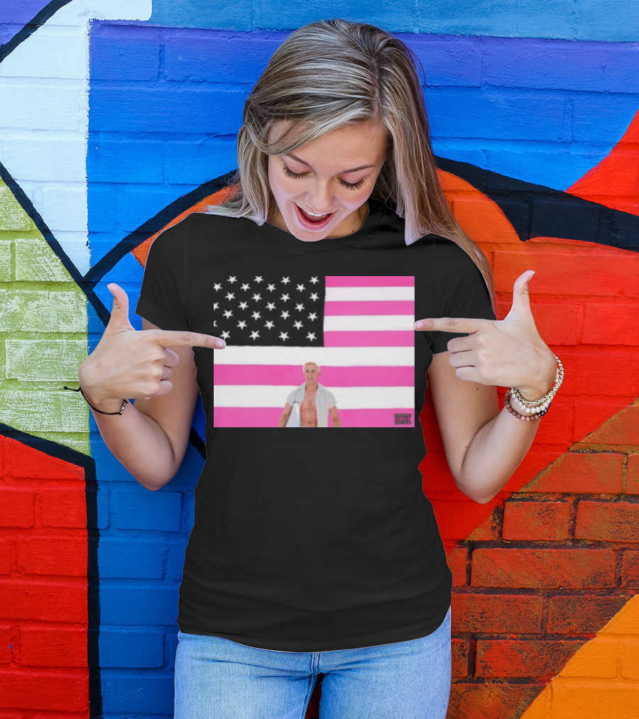 Ryan Gosling Pink Ish Tape American Flag Stars Explicit Content T-Shirt