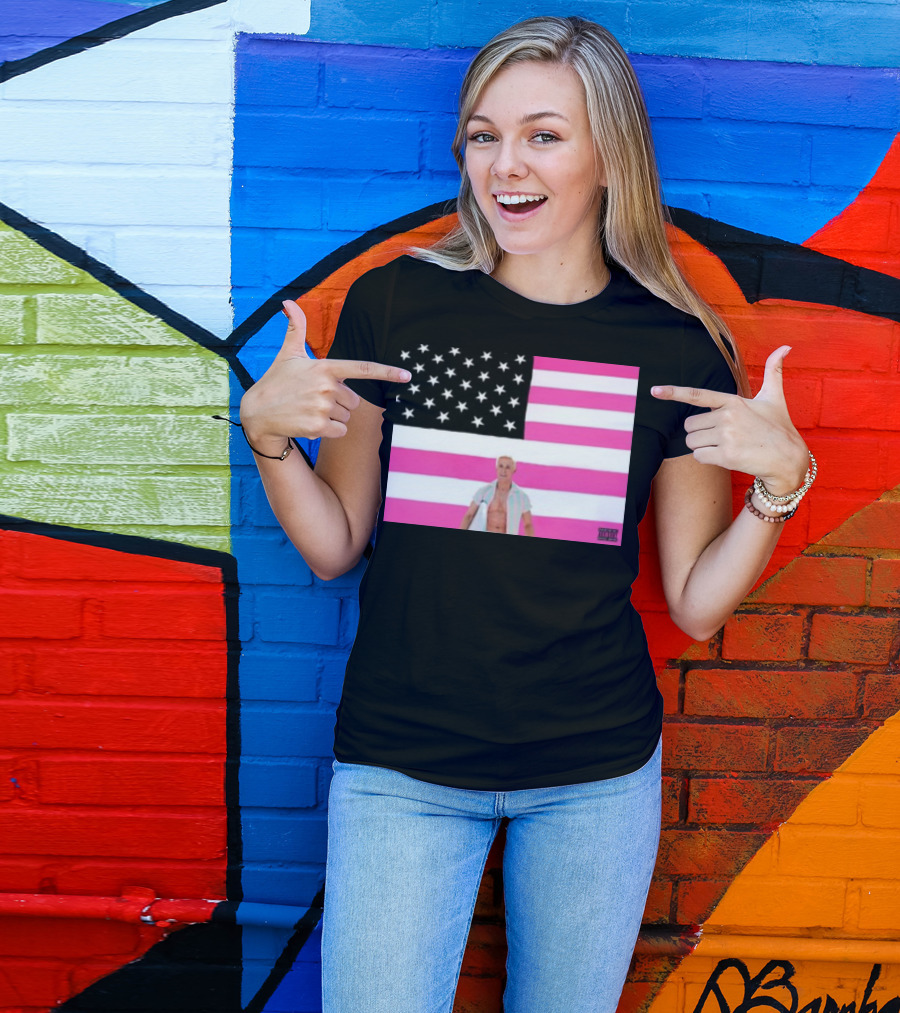 Ryan Gosling Pink Ish Tape American Flag Stars Explicit Content T-Shirt
