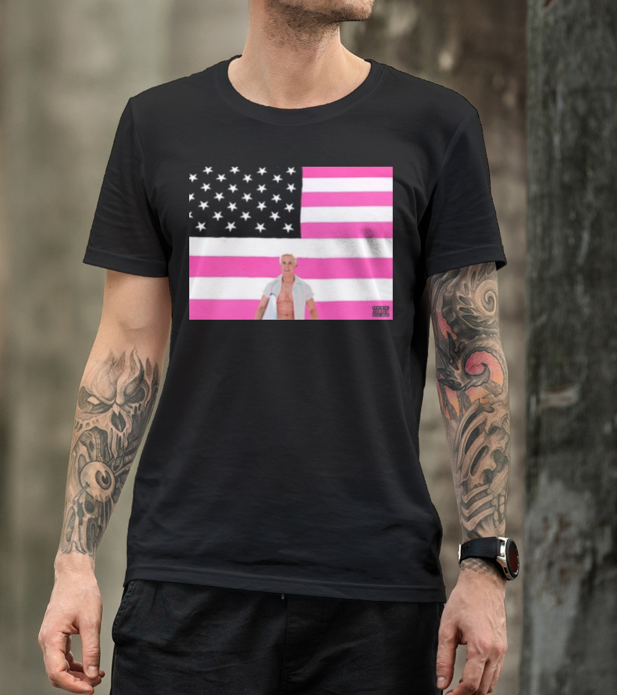Ryan Gosling Pink Ish Tape American Flag Stars Explicit Content T-Shirt