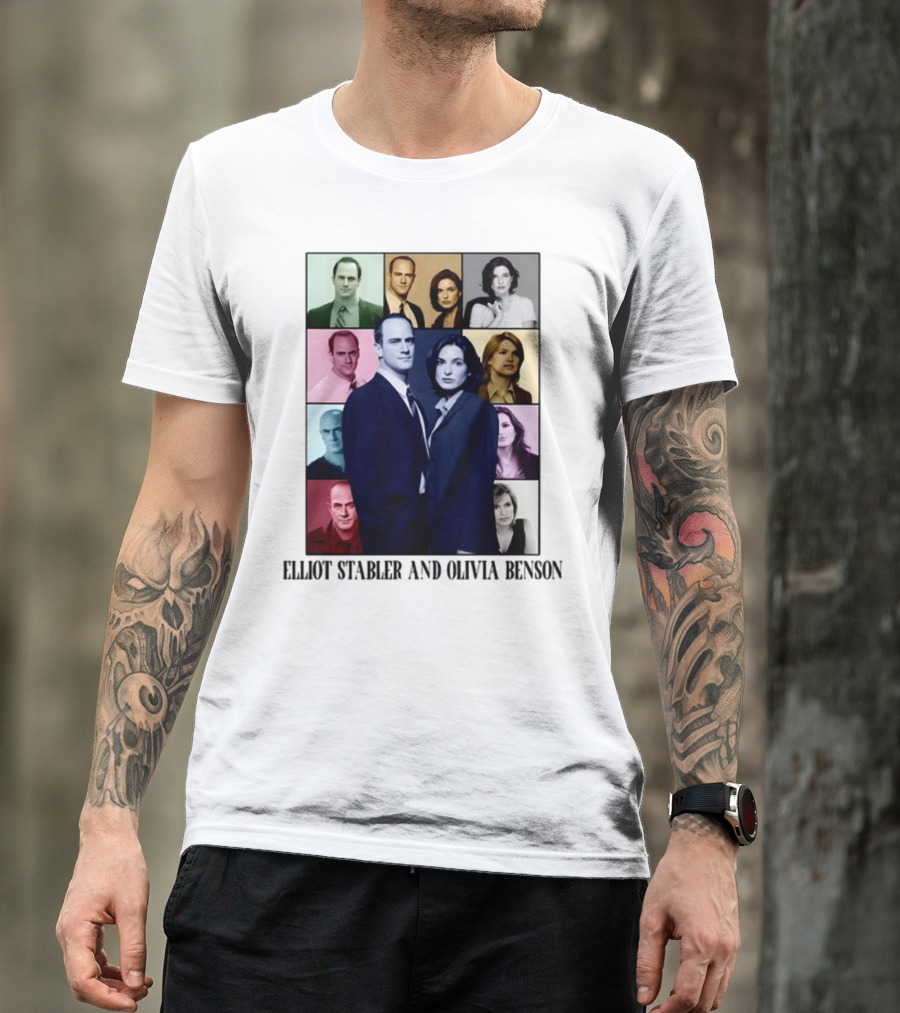 Elliot Stabler And Olivia Benson Collage Eras T-Shirt