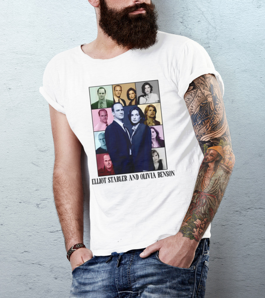 Elliot Stabler And Olivia Benson Collage Eras T-Shirt