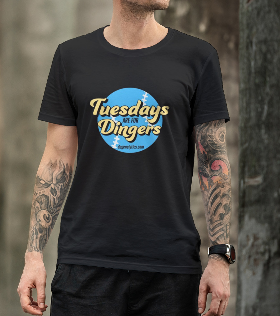 Tuesdays Are For Dingers Degeneltyics.com Football Stitch T-Shirt