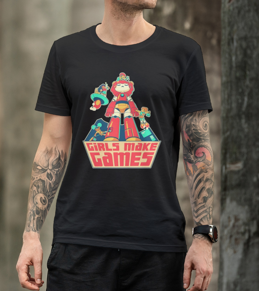 Castpixel Girls Make Games Robot Adventure Scene T-Shirt