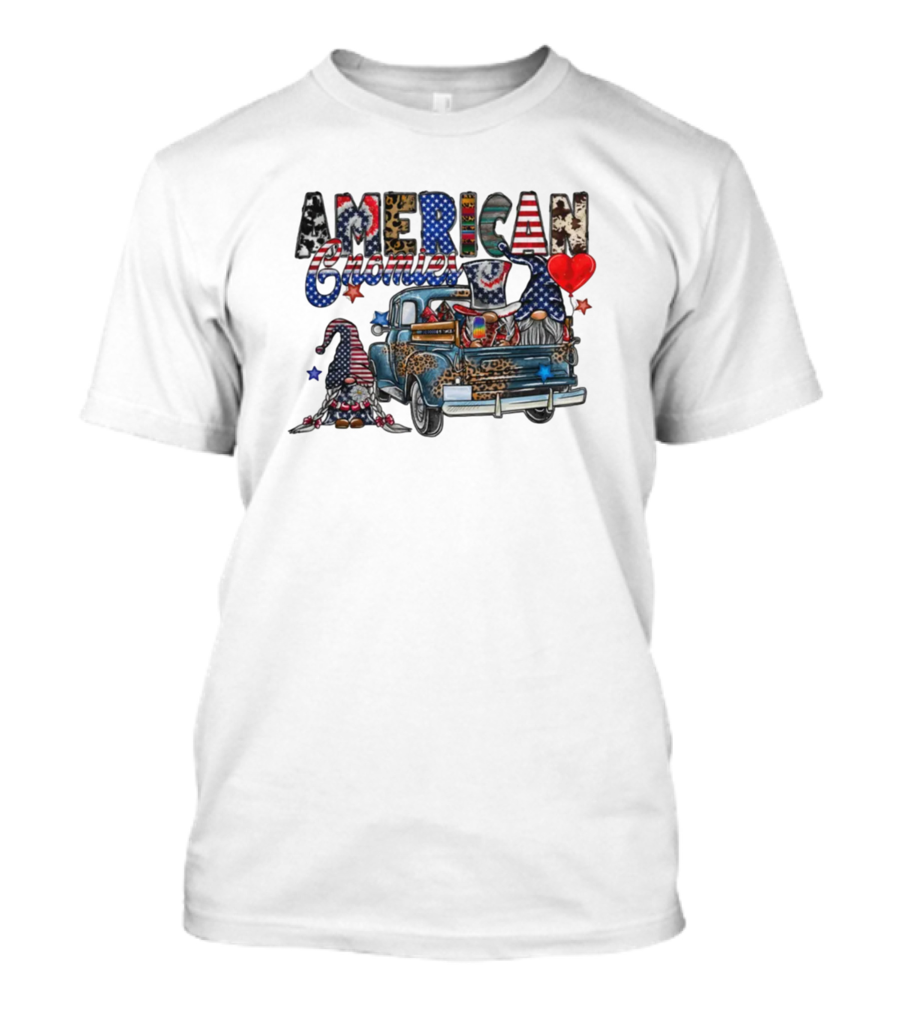 American Gnomies Truck With Patriotic Gnome Patterns And Stars T-Shirt