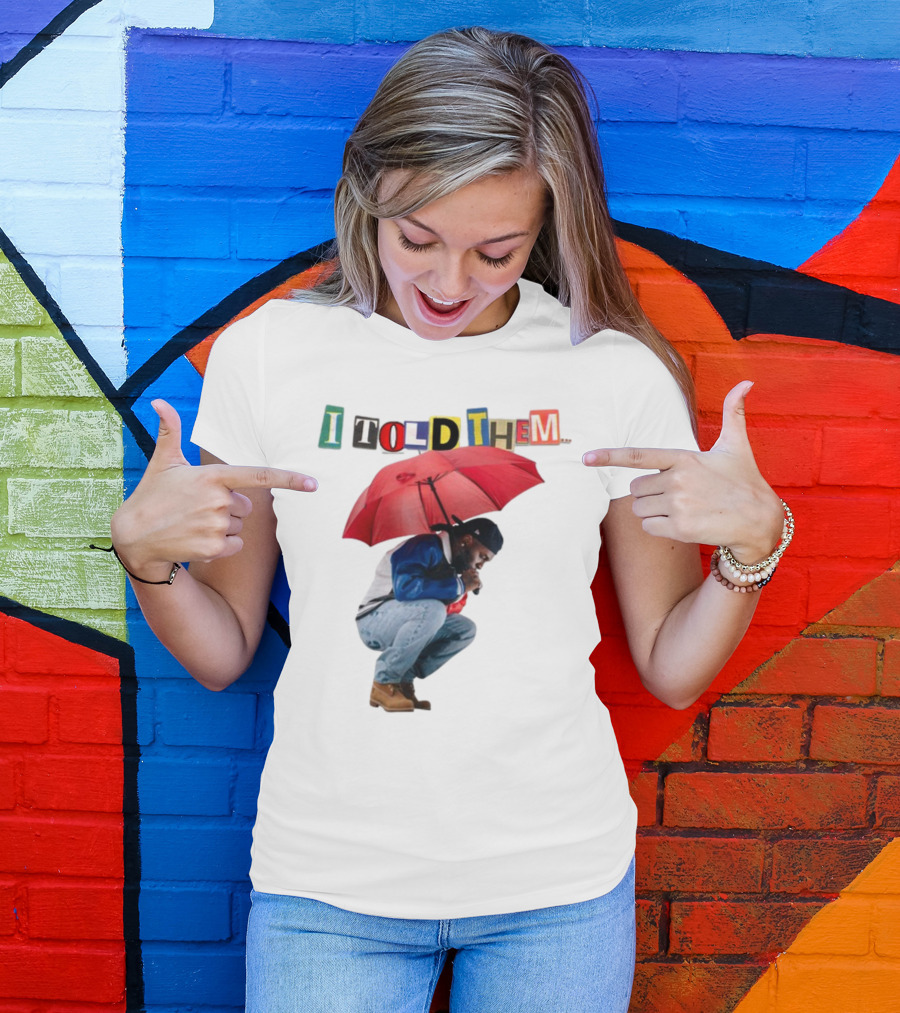 I Told Them Burna Boy Red Umbrella Crouching Pose T-Shirt